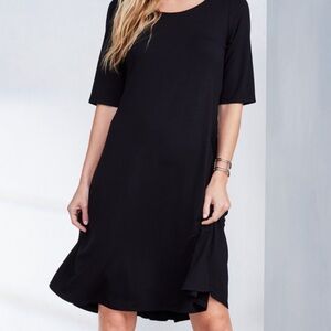 Eileen Fisher Black TENCEL Flare Dress